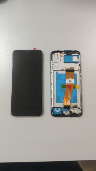 Дисплей в сборе с тачскрином для Samsung A037F (A03s) (Черный) - в рамке OR